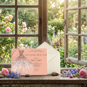 Invitation de 15 ans pour Quinceañera Florale Rose