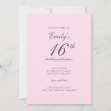 Invitation de 16e anniversaire de la soirée minima