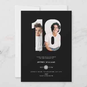 Invitation de 18 ans avec photo pour garçons - Noi