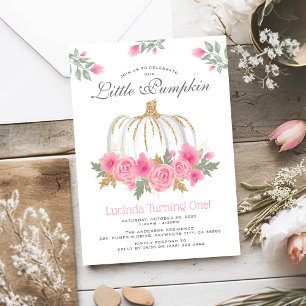 Invitation de 1er anniversaire florale Citrouille