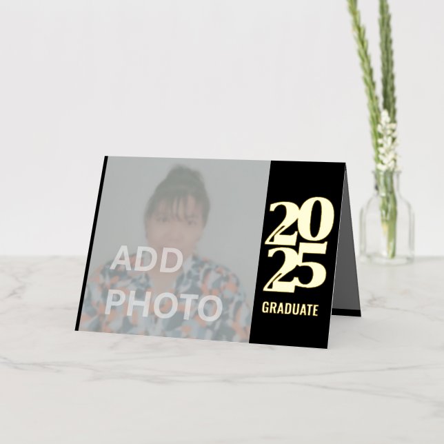 Invitation de 2025 - Carte noire à huile pliée noi (Fleur)