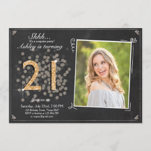 invitation de 21e anniversaire surprise Chalkboard