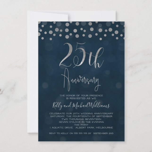 Invitation de 25e anniversaire de mariage en faux  (Devant)