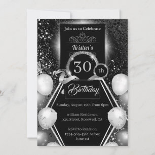 Invitation de 30e anniversaire en argent et en noi