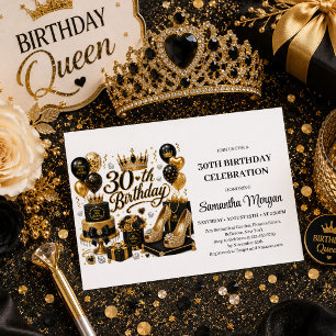 Invitation de 30e anniversaire Luxueux Noir Paille