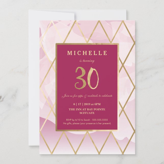 Invitation de 30e anniversaire - Or, Elégant, tend (Devant)