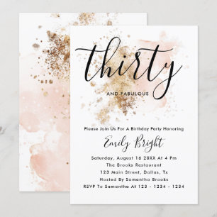 Invitation de 30e anniversaire rose et or