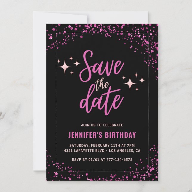 Invitation de 36e anniversaire Black Pink Enregist (Devant)