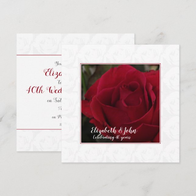 Invitation de 40e anniversaire de mariage Rubis av (Devant / Derrière)