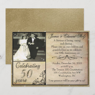 Invitation de 50e anniversaire de style vintage