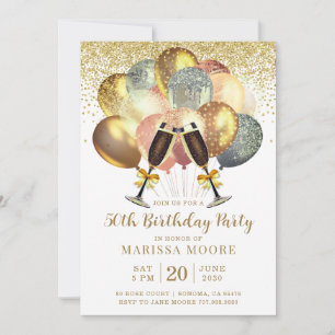 Invitation de 50e anniversaire Rose Gold and Gold