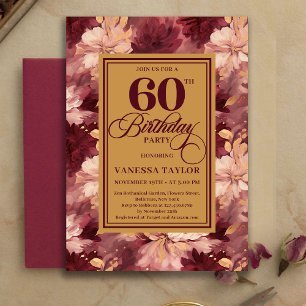 Invitation de 60e anniversaire sans temps Bourgogn