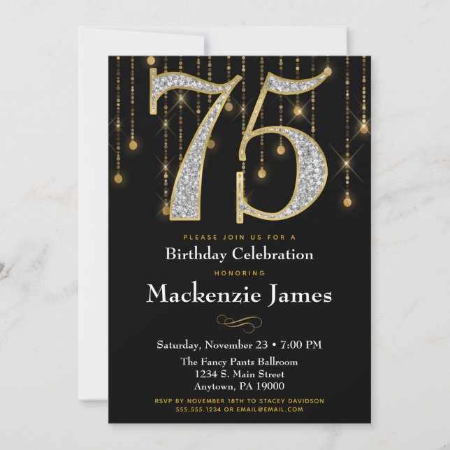 Invitation de 75e anniversaire Diamants d'or noir  (Devant)