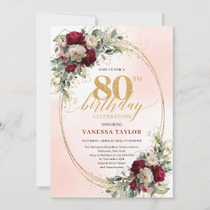 Invitation de 80e anniversaire Stylish Boho Bourgo