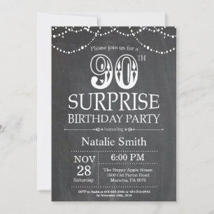 Invitation de 90e anniversaire surprise sur tablea