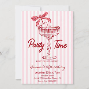 Invitation de anniversaire de cocktail écrite à la