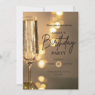 Invitation de anniversaire élégante en or noir