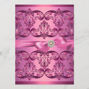 Invitation de anniversaire Sweet16 Rose Pâle Damas