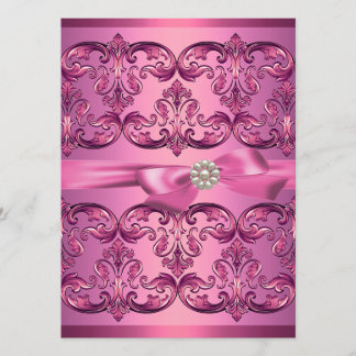Invitation de anniversaire Sweet16 Rose Pâle Damas