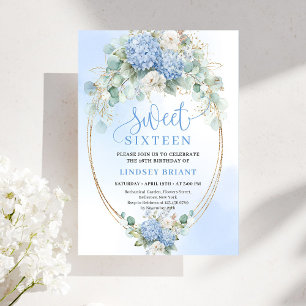 Invitation de anniversaire Sweet 16 Floral Bleu In