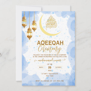 Invitation de Aqiqah pour bébé garçon au croissant