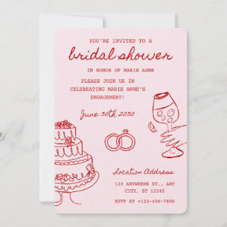 Invitation de babille de mariage sur le thème roug
