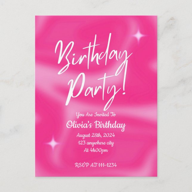 Invitation de babille moderne rose  (Devant)