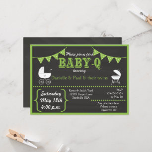Invitation de Baby-Q Chalkboard Green à la baby sh