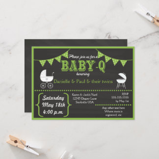 Invitation de Baby-Q Chalkboard Green à la baby sh