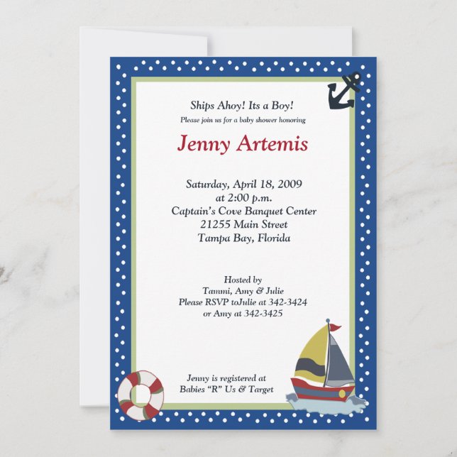 Invitation de Baby shower 5x7 (Devant)