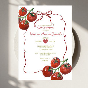 Invitation de baby shower à la tomate dessinée à l