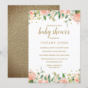 Invitation de Baby Shower à l'aquarelle florale de