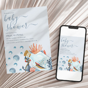 Invitation de baby shower à l'aquarelle nautique m