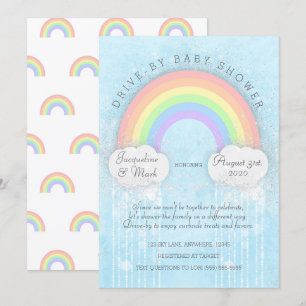 Invitation de Baby shower à l'arc-en-ciel