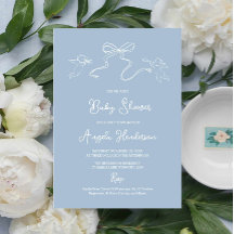 Invitation de Baby shower à main bleue Dusty