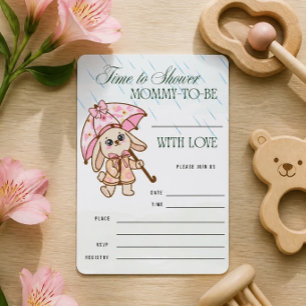 Invitation de baby shower à remplir Lapin Rose
