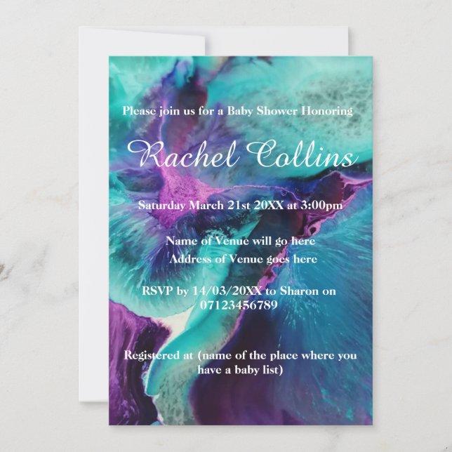 Invitation de Baby shower Abstraite de Sirène (Devant)