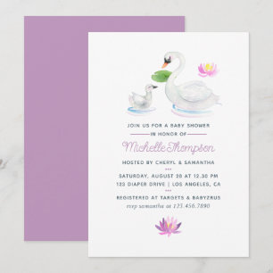 Invitation de baby shower aquarelle cygne