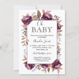 Invitation de baby shower aquarelle Fleur Violette