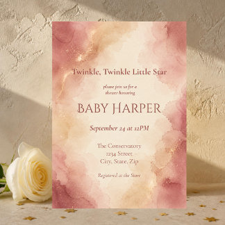 Invitation de baby shower aquarelle rose neutre