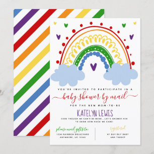 Invitation de Baby Shower Arc-en-Ciel par courrier