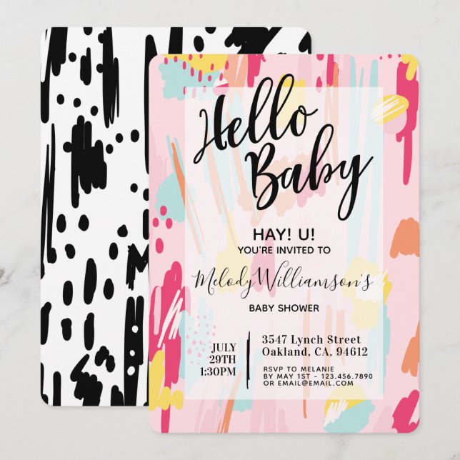 Invitation de Baby shower artistique Abstrait mode (Devant / Derrière)