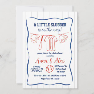 Invitation de baby shower au baseball dessinée à l