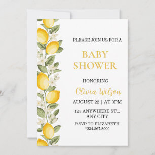 Invitation de baby shower au citron jaune pour béb