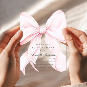 Invitation de Baby Shower au Nœud Rose