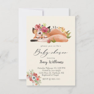 Invitation de baby shower au renard aquarelle mign