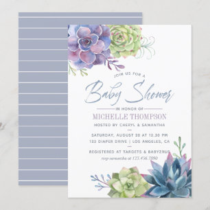 Invitation de Baby Shower au style aquarelle Cactu