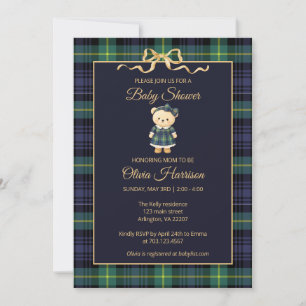 Invitation de baby shower au thème de l'ours en pe