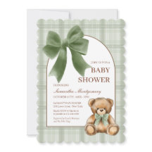 Invitation de Baby Shower au thème de l'ours en pe