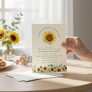 Invitation de Baby Shower au Tournesol Rustique av